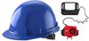 Milwaukee Blue Front Brim Hard Hat with 6pt Ratcheting Suspension Type 1 Class E & BOLT USB Cooling Fan Bundle, small image number 1