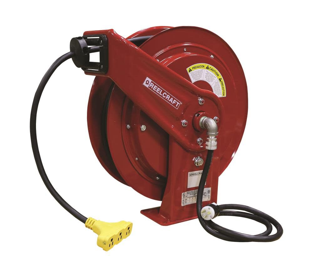Reelcraft Spring Retractable Power Cord Reel - 100 Ft. Triple Outlet, large image number 1