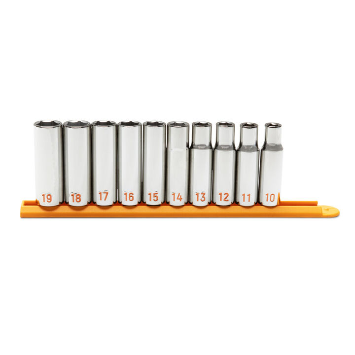 GEARWRENCH 1/2 Inch Drive 6 Point Metric Hi-Viz Deep Socket Set 10 Pieces