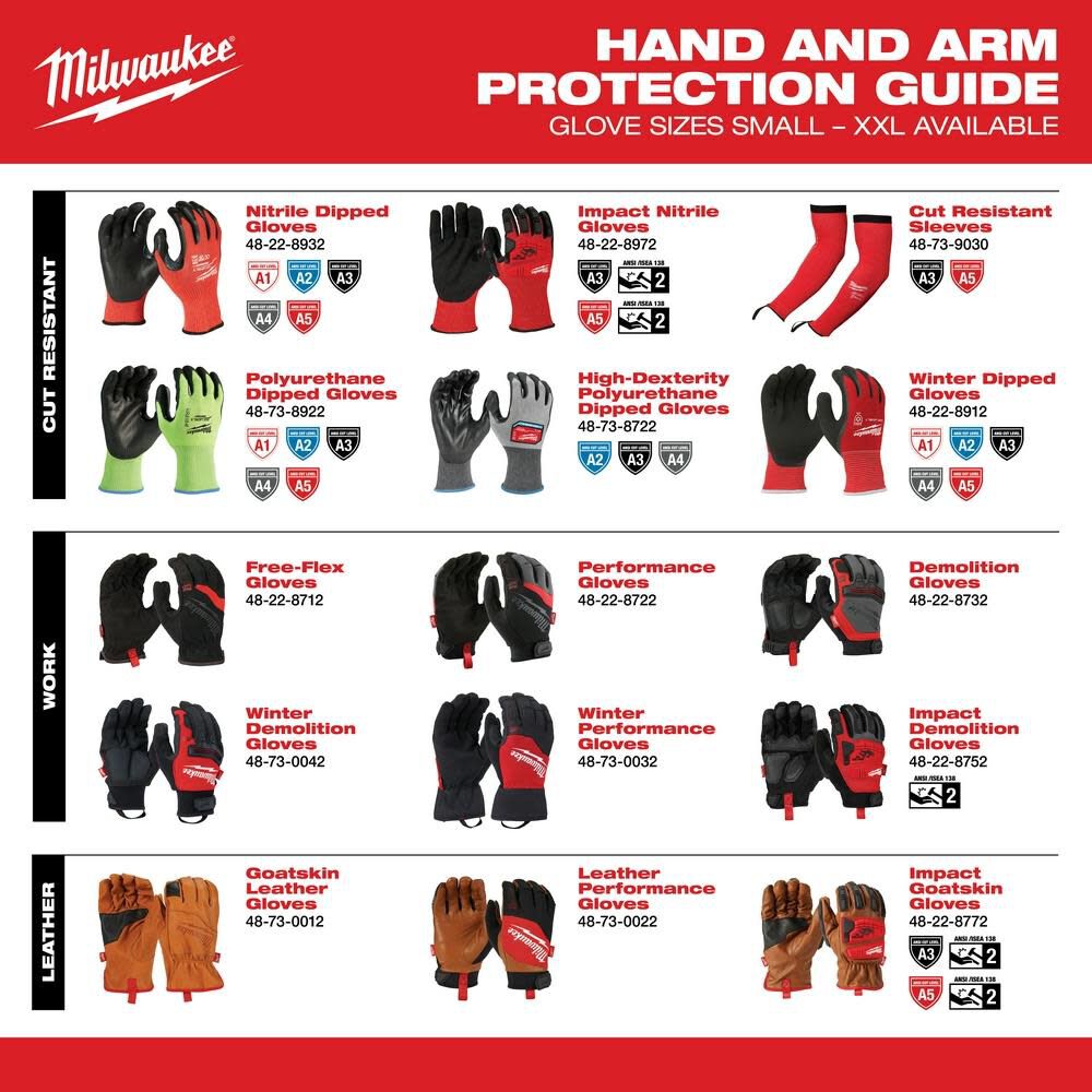 Milwaukee Impact Cut Level 5 Gloves Goatskin Leather, large image number 8
