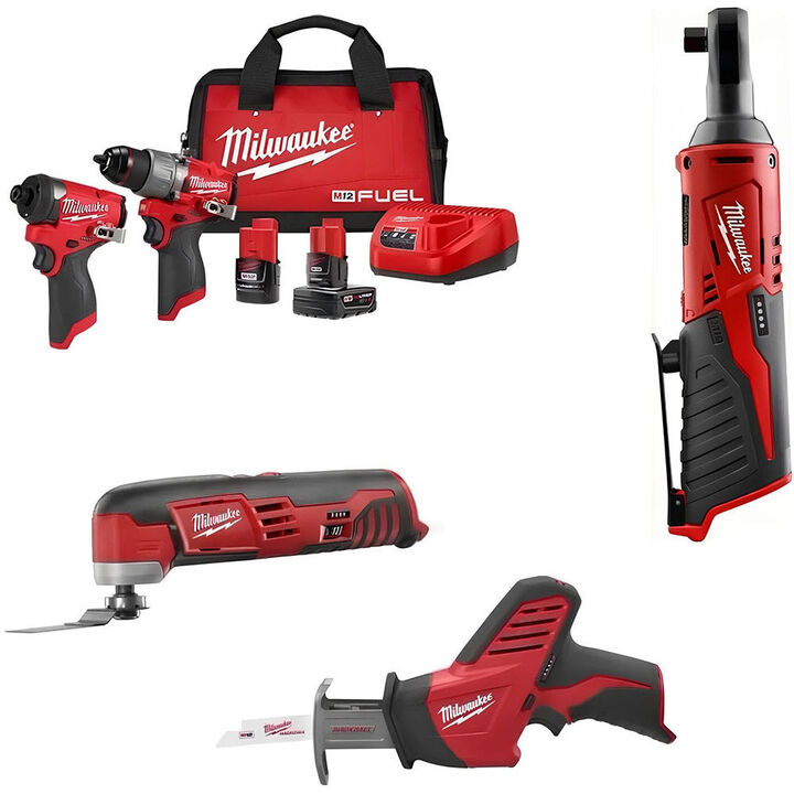 Milwaukee M12 FUEL 2-Tool Combo Kit, Multi-Tool, Reciprocating Saw, Ratchet Bundle