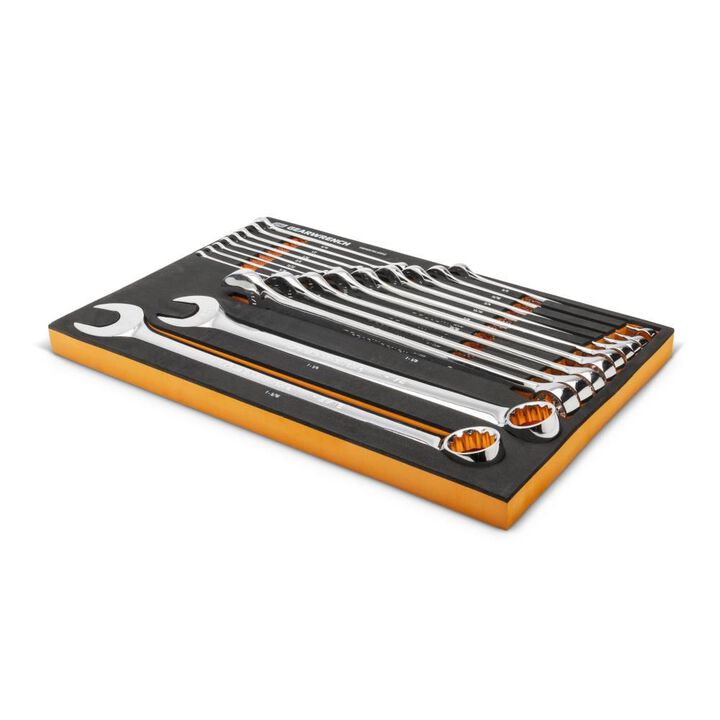 GEARWRENCH 12 Point Long Pattern Combination SAE Wrench Set in Foam Storage Tray 19pc, large image number 2