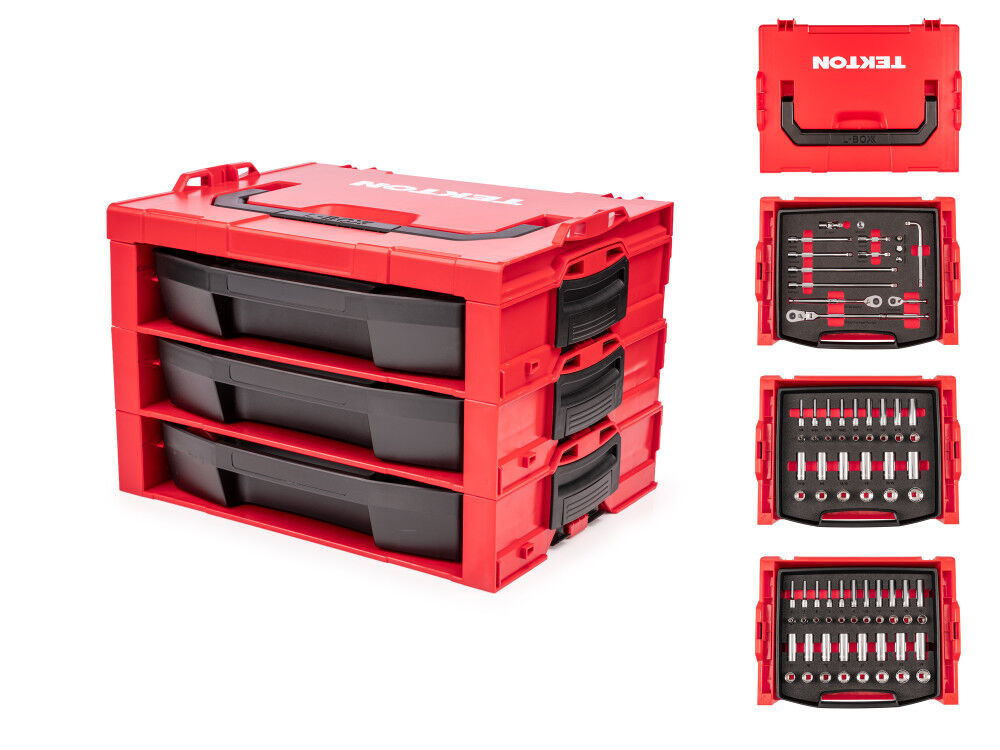 Tekton 3/8 Shallow and Deep 12 Point Socket and Ratchet Set with Stacking Organizer, 83 Pieces, large image number 1
