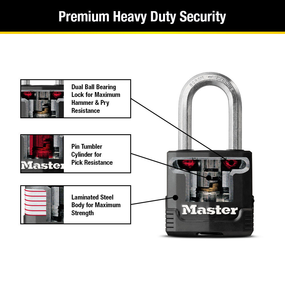Master Lock Padlock 1 3/4in Steel Keyed Alike Dual Ball Bearing, large image number 5