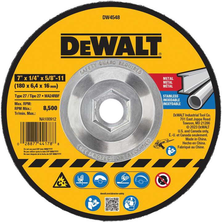 DEWALT 7 In. x 1/4 In. x 5/8 In. to 11 Fast Cutting Abrasive