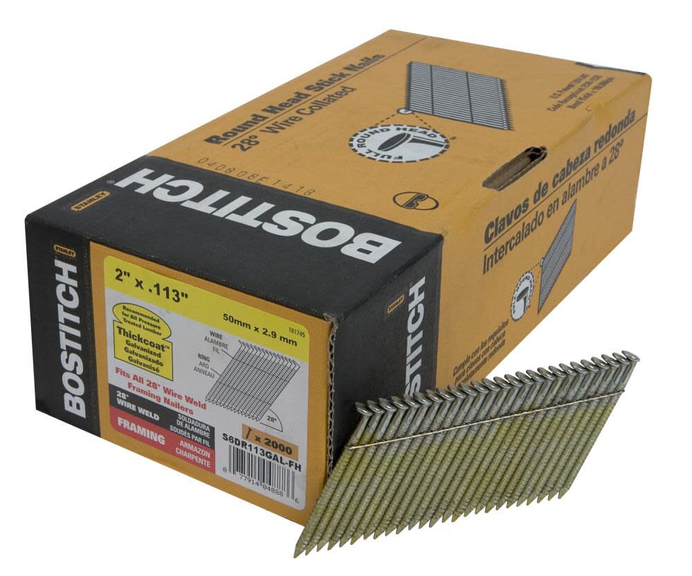 Bostitch 2-in x 0.113 Galvanized Ring Shank Offset Round Head Wire Weld Framing Nail, large image number 1