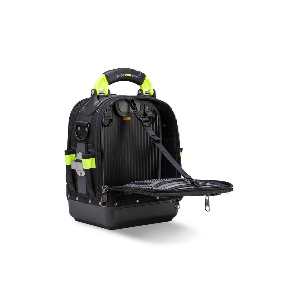Veto Pro Pac 35 Lbs Medium Zippered Tech Tool Backpack, Black/Hi-Viz Yellow , large image number 2