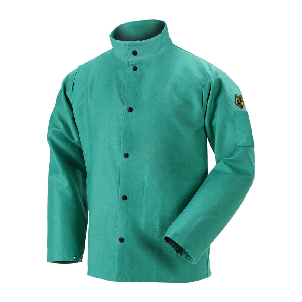 Black Stallion Welding Jacket 12oz Green FR Cotton XL, large image number 1
