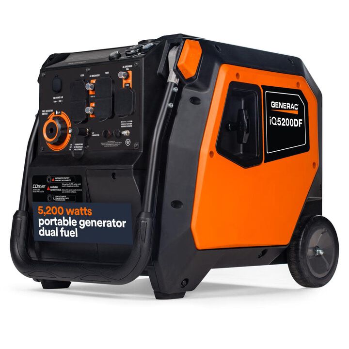 Generac IQ Series 5,200 Watt Dual Fuel 49-State Portable Inverter Generator with COsense Technology
