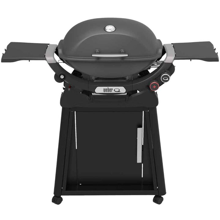 Weber Q2800N+ Gas Grill (Liquid Propane) with Stand Bundle, Charcoal Grey