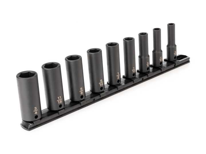 Tekton 3/8 Inch Deep 6 Point Impact Socket Set, 9 Piece (5/16-3/4 Inch)