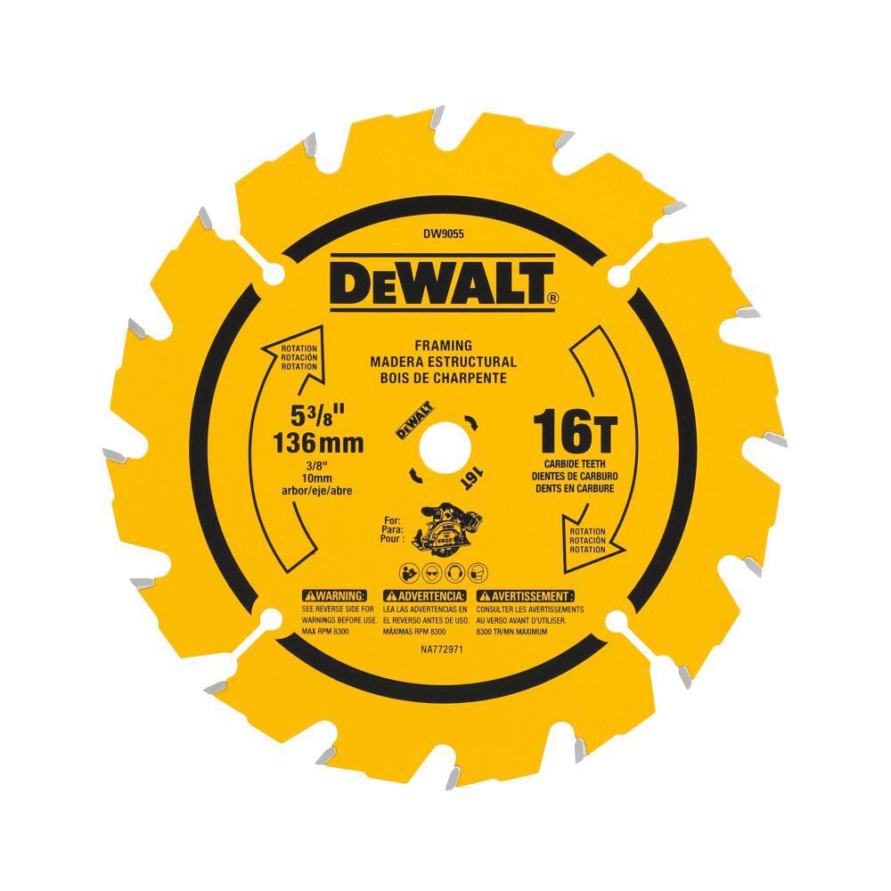 DEWALT 5-3/8-in 16T Carbide Saw Blade (Fast Woodcutting), large image number 1
