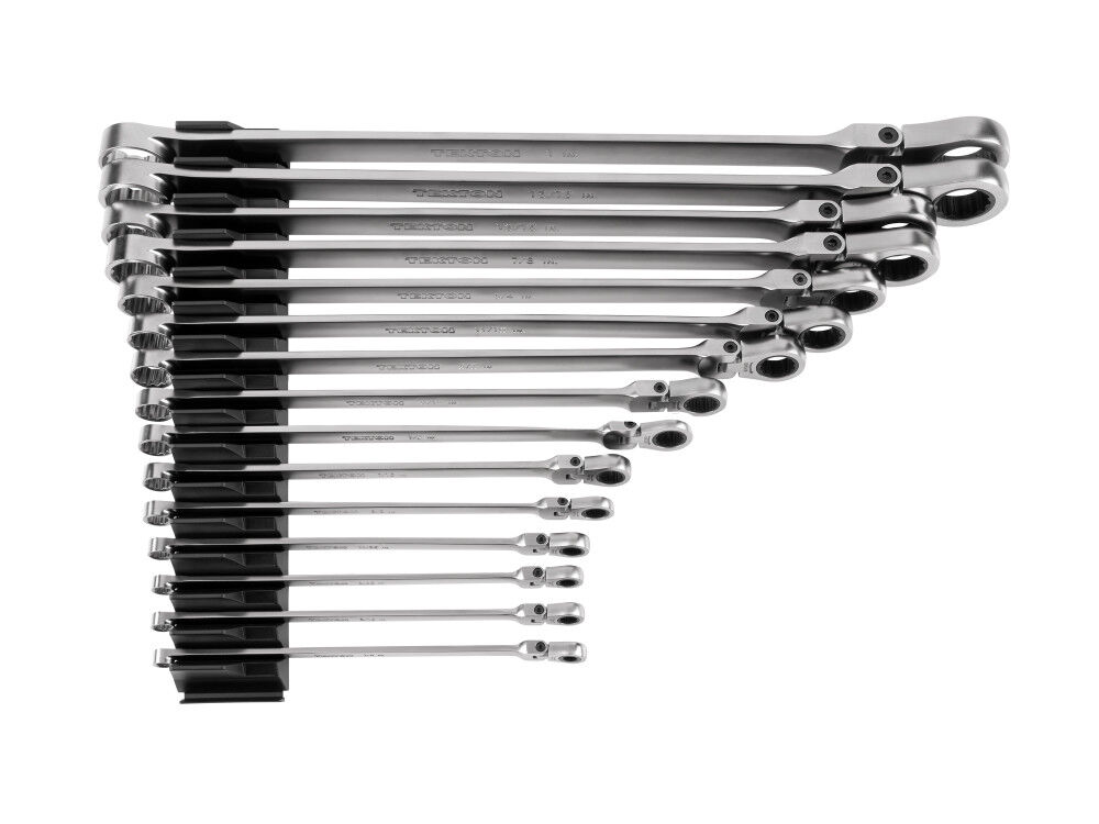 Tekton Fixed/Flex Head Ratcheting Box End Wrench Set, Org, (1/4-1 Inch), large image number 1