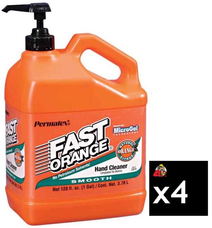 Permatex 1 Gallon Fast Orange Smooth Lotion Hand Cleaner with Pump Pack of 4