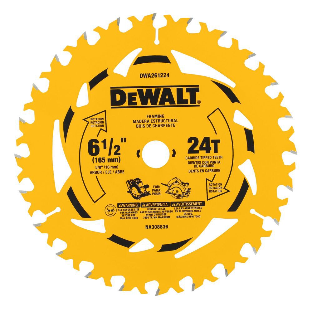 DEWALT 6-1/2 Inch 24T Circular Saw Blade, large image number 1