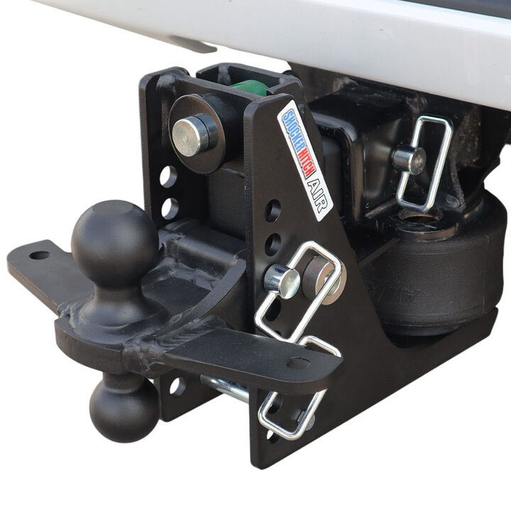 Shocker Hitch 14K 2 1/2 Inch Max Black Air Receiver Hitch & Black Combo Sway Bar Tab Ball Mount 2 Inch & 2 5/16 Inch Hitch Balls