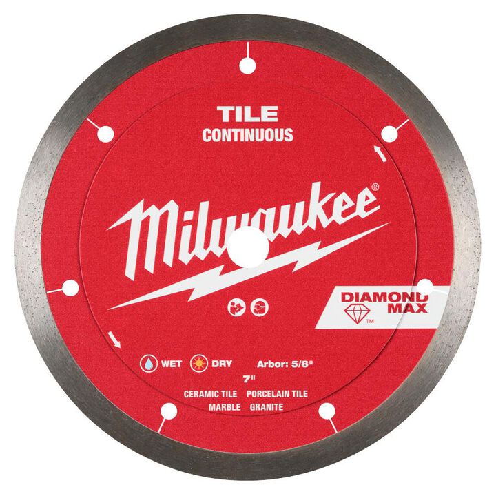 Milwaukee DIAMOND MAX 7 Inch Continuous Rim Diamond Blade for Tile and Stone