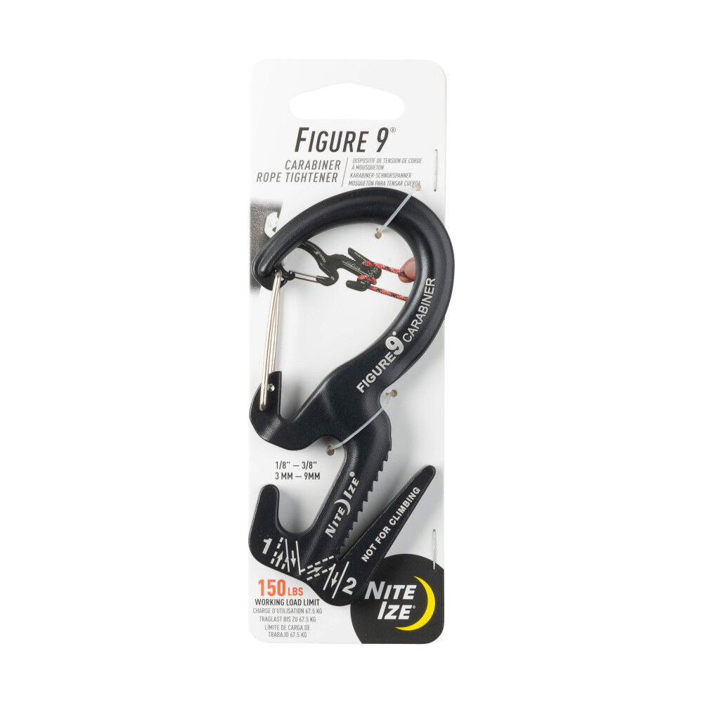 Nite Ize Figure 9 Carabiner Rope Tightener Large Black, large image number 1