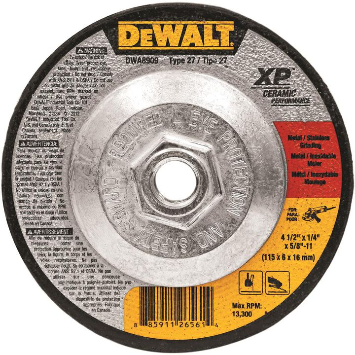 DEWALT 4-1/2in x 1/4in x 5/8in-11 Ceramic Abrasive