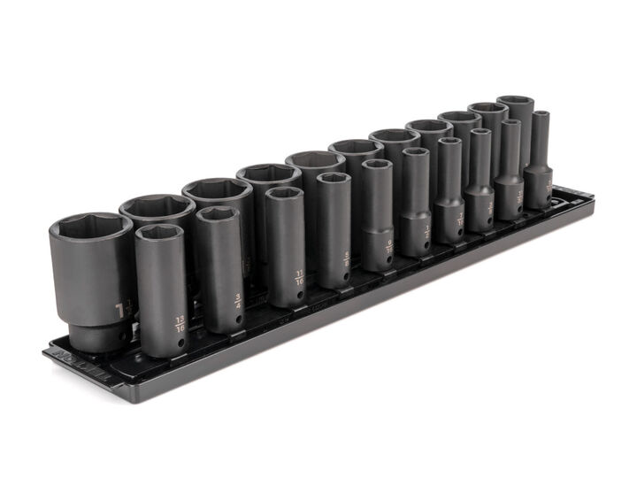 Tekton 1/2 Inch Deep 6 Point. Impact Socket Set, 21 Pieces (5/16-1-1/2 Inch)