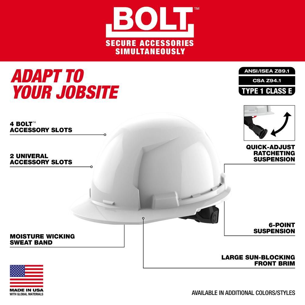 Milwaukee Red Front Brim Hard Hat with 6pt Ratcheting Suspension Type 1 Class E, large image number 3