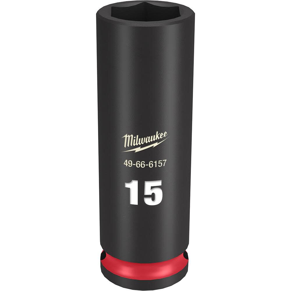 Milwaukee SHOCKWAVE Impact Duty Socket 3/8in Drive 15MM Deep 6 Point, large image number 1