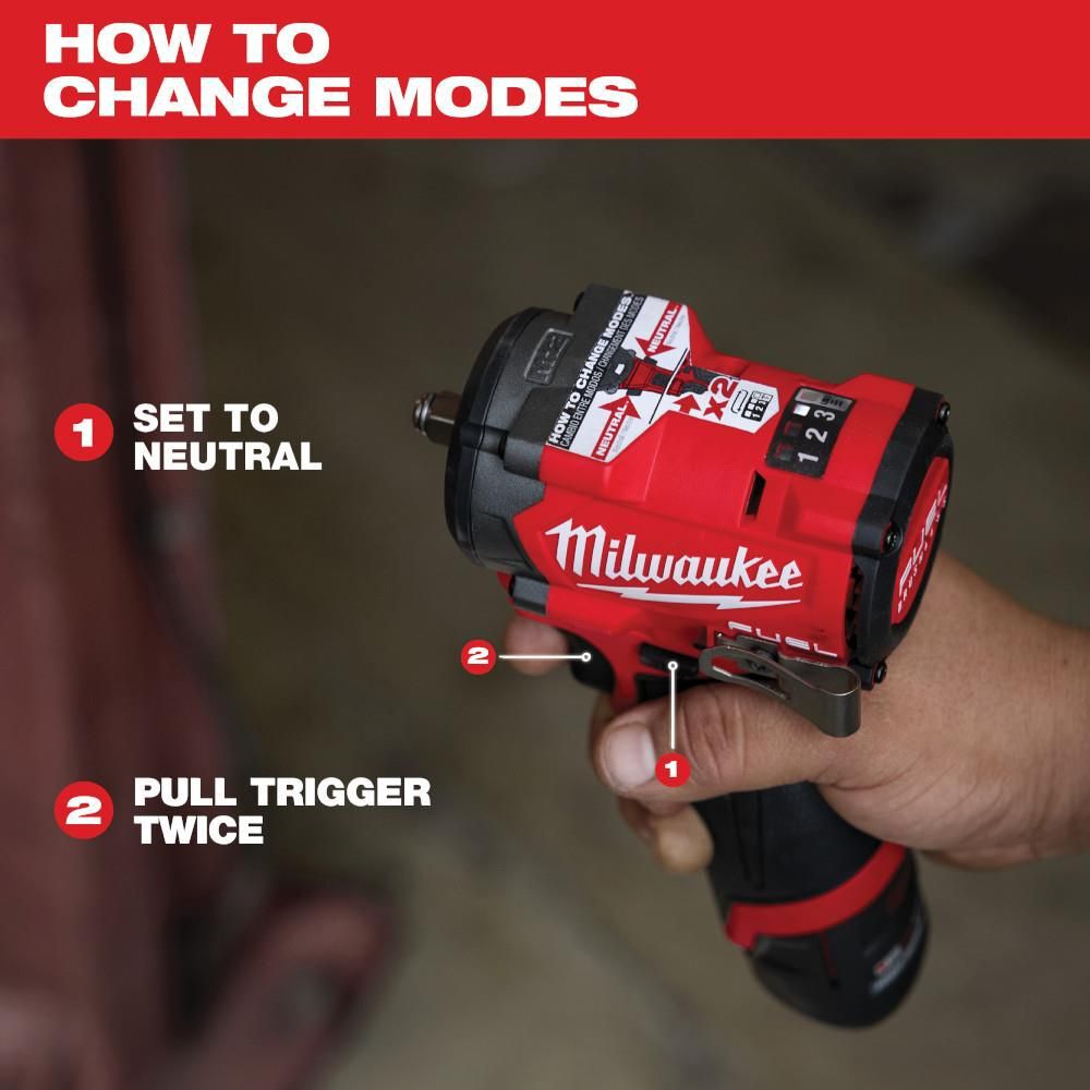 Milwaukee M12 FUEL Stubby 1/2" Pin Detent Impact Wrench (Bare Tool) with Protective Boot, large image number 8