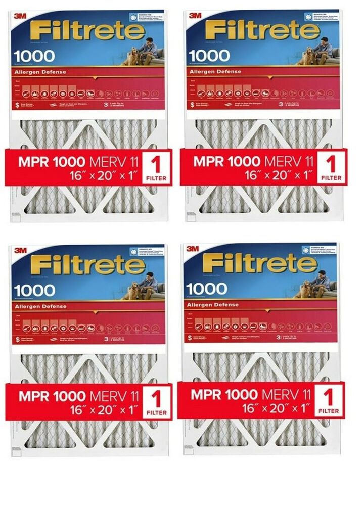 3M Filtrete 16 x 20 x 1-Inch 1000 MPR Allergen Defense Furnace Air Filter, 4-Pack