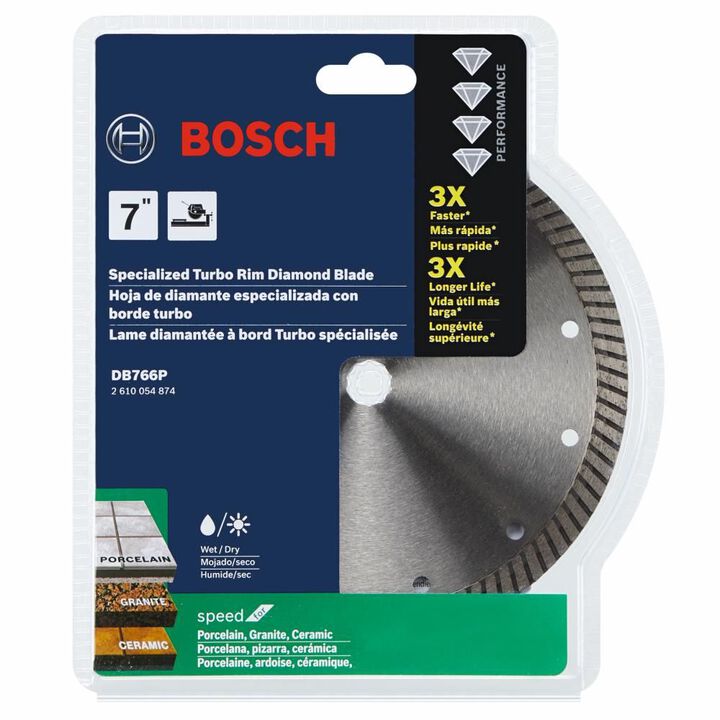 Bosch 7 Inch Specialized Turbo Rim Diamond Blade for Clean Cuts in Porcelain, large image number 1