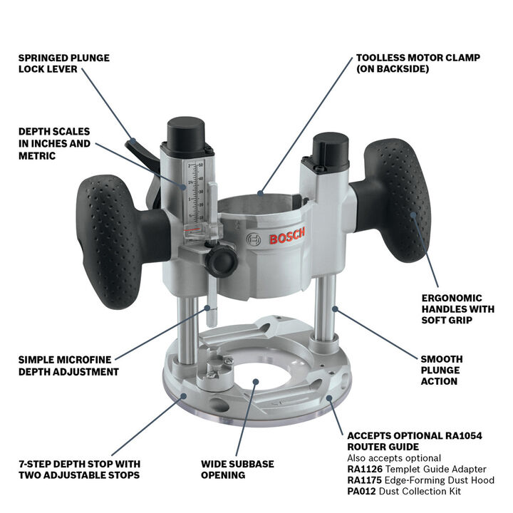 Bosch Plunge Base for PR20EVS and PR10E Colt Palm Router Motor, large image number 1