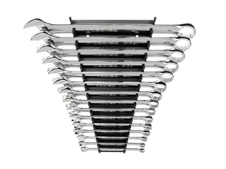 Tekton Combination Wrench Set with Rack, 15-Piece (1/4-1 Inch)
