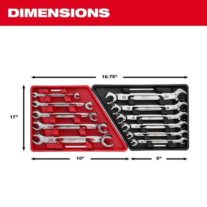 Milwaukee 5-Piece SAE, 6-Peice Metric Double End Flare Nut Wrench Set Bundle, large image number 14
