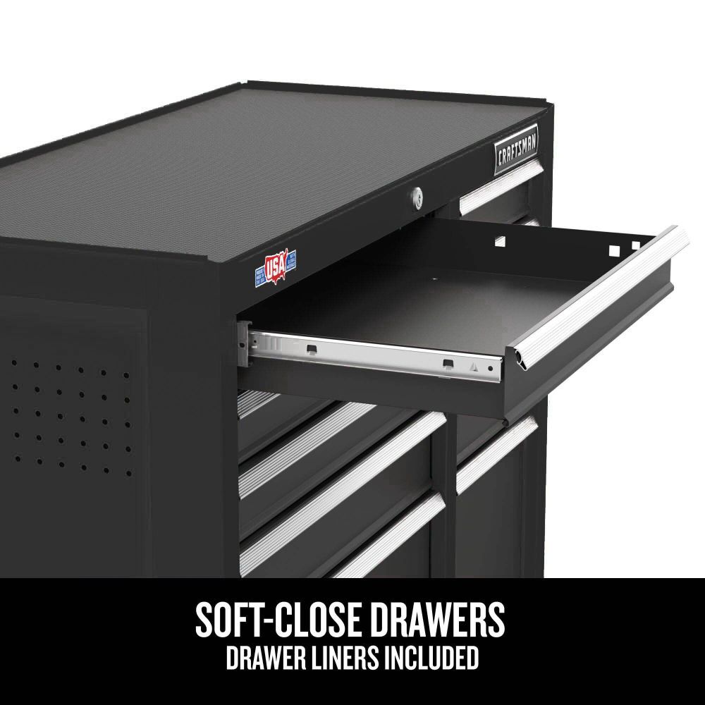 CRAFTSMAN S2000 Series 52 Inch Wide 8-Drawer Steel Rolling Workstation, Black, large image number 2