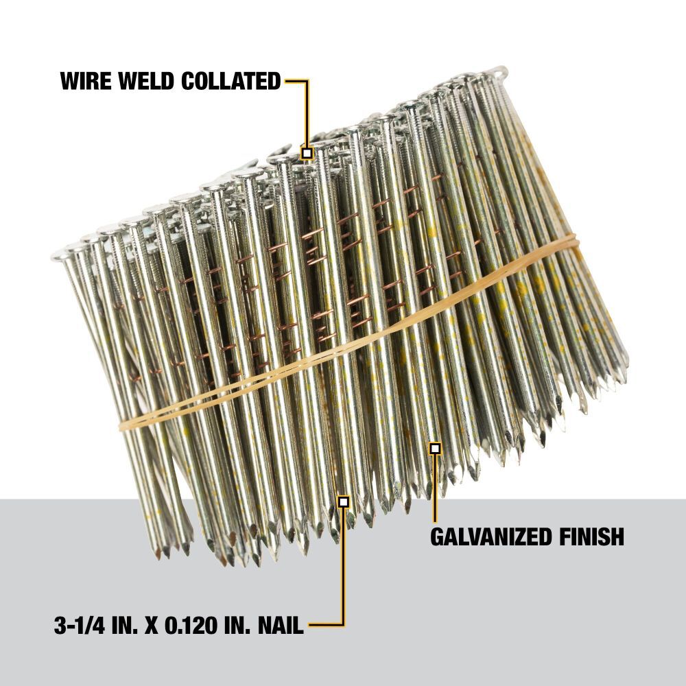DEWALT 3 1/4 x .120 in Galvanized Metal Coil Nails 2700qty, large image number 2