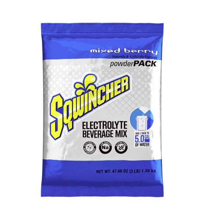 Sqwincher Mix and Serve Electrolyte Beverage Mix 5 Gallon Mixed Berry 16 Bag Case, large image number 1