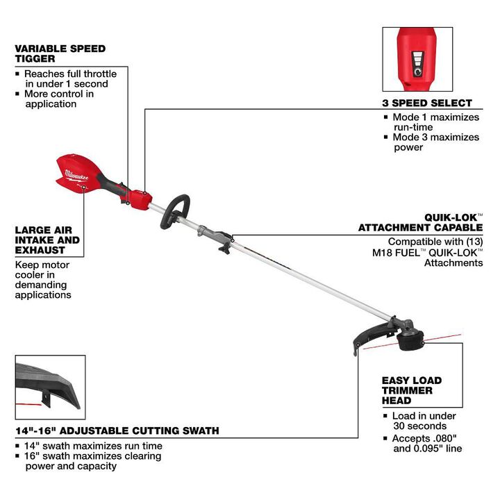 Milwaukee M18 FUEL String Trimmer with QUIK-LOK (Bare Tool), large image number 6