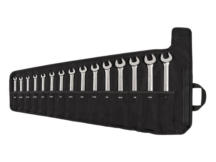 Tekton Ratcheting Combination Wrench Set, Pouch, 15 Piece 1/4-1 Inch