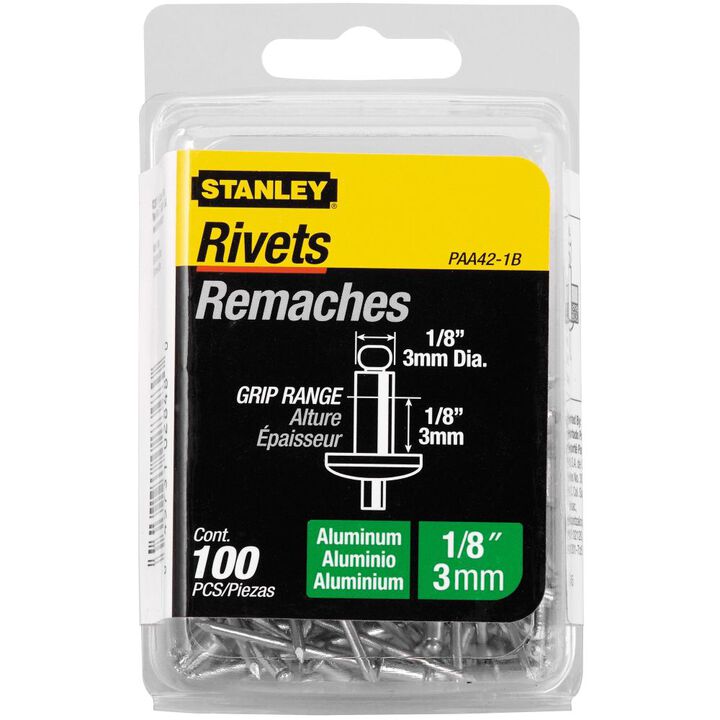 Stanley 100 pack 1/8 Inch x 1/8 Inch Aluminum Rivets