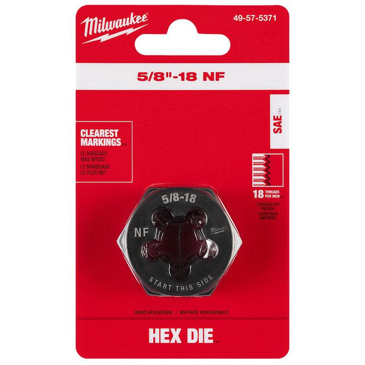 Milwaukee 5/8 in -18 NF 1-7/16 in  Hex Threading Die, large image number 7