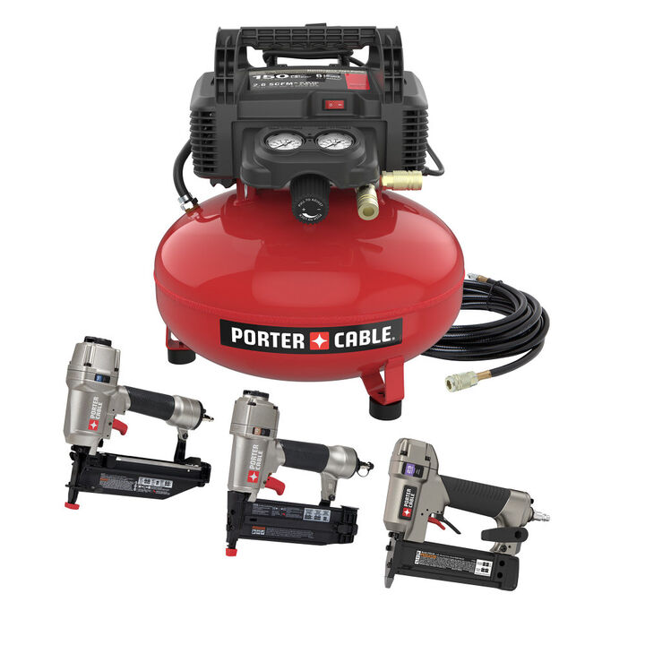 Porter Cable 6 Gallon 150 PSI Portable Electric Air Compressor and 3 Tool Combo Kit