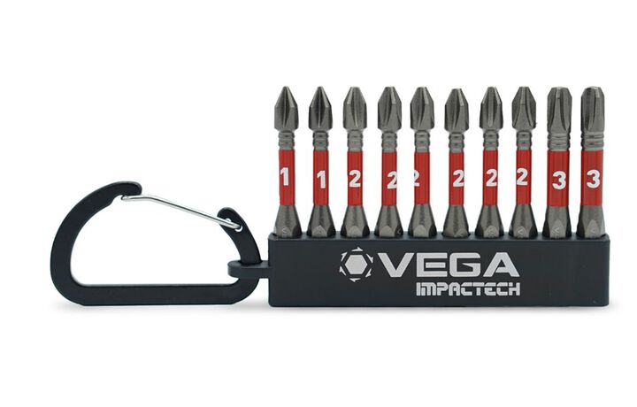 Vega Impactech Phillips Carabiner Bit Set 10 Pieces