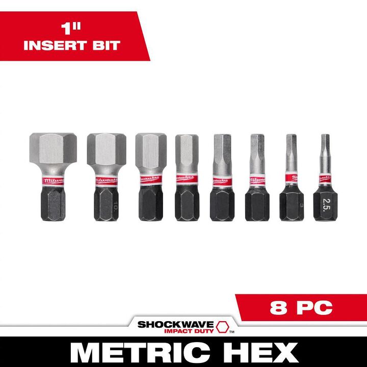 Milwaukee 8-Piece SHOCKWAVE 1 in. Impact Metric Hex Insert Bit Set 1 PK