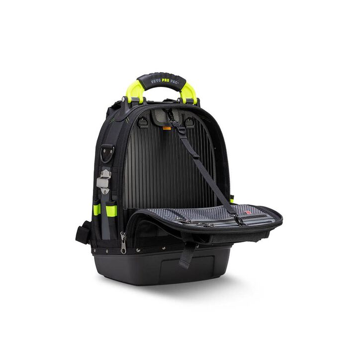 Veto Pro Pac 35 Lbs Small Zippered Tool Backpack, Black/Hi-Viz Yellow, large image number 14