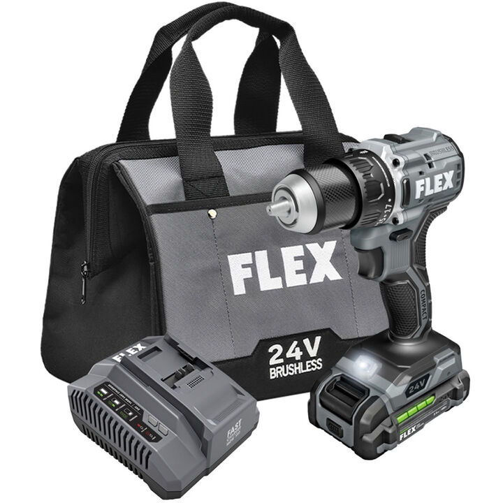 FLEX 24V Cordless 1/2 Inch 2 Speed Compact Drill Driver Kit