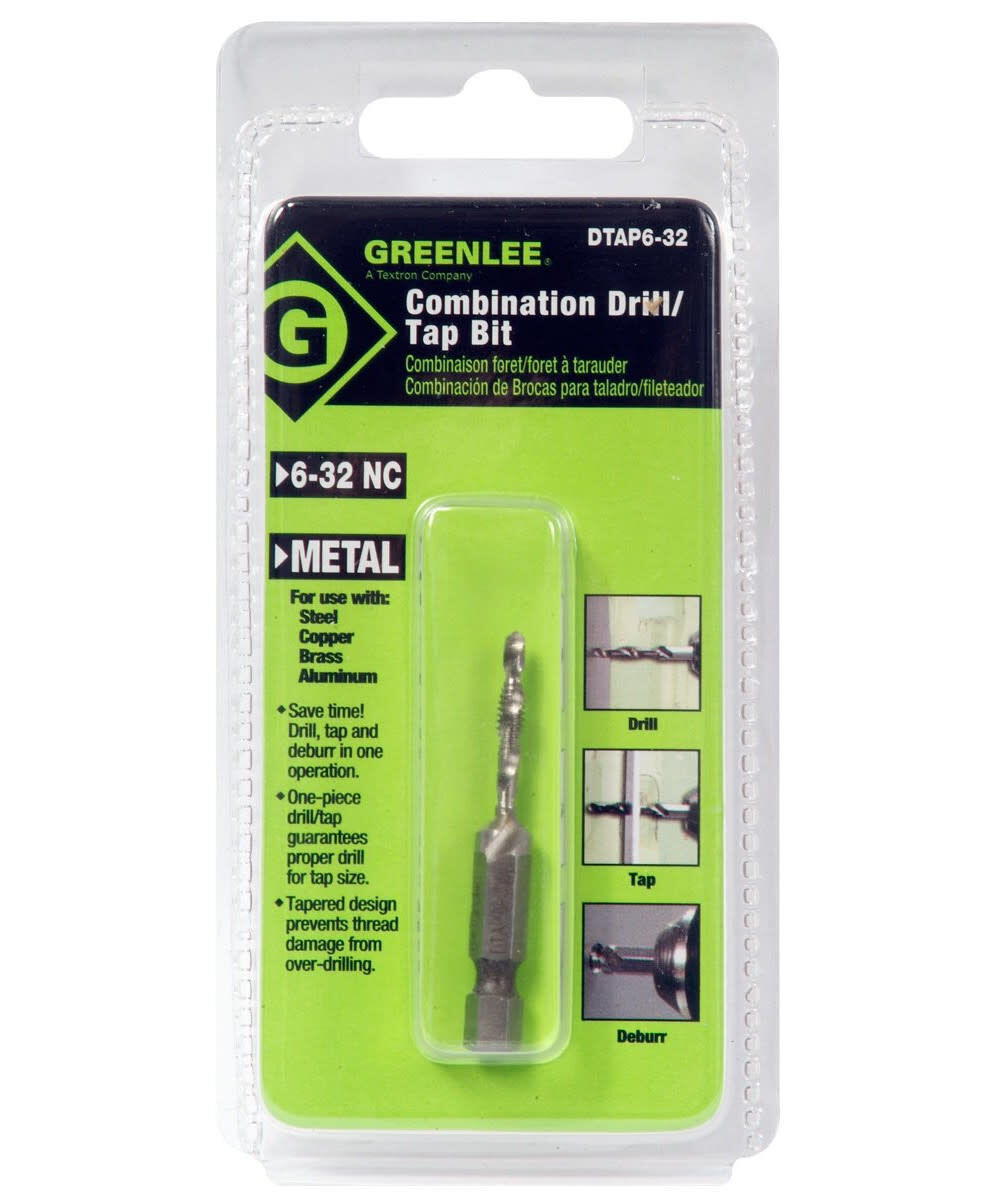Greenlee #6-32 UNC 32 TPI High Speed Steel Drill Tap Bit, large image number 2