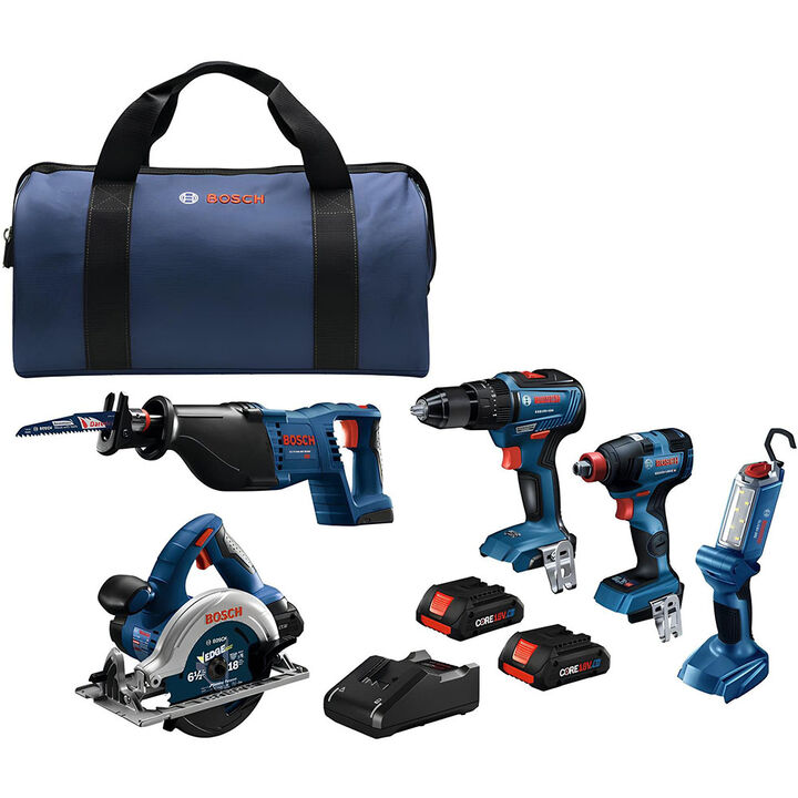 Bosch 18V 5-Tool Combo Kit, Reconditioned