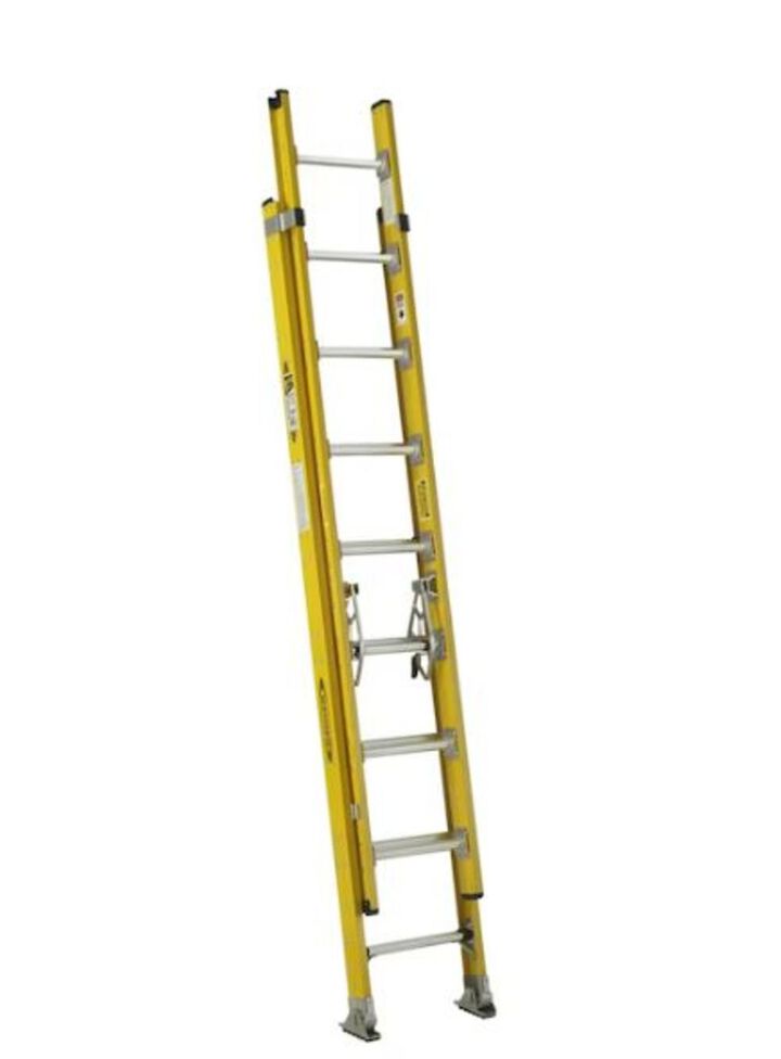 Werner 16 Ft. Type IAA Fiberglass D-Rung Extension Ladder with Cable Hook, V-Rung, and Werner LevelSafe Pro Leveler