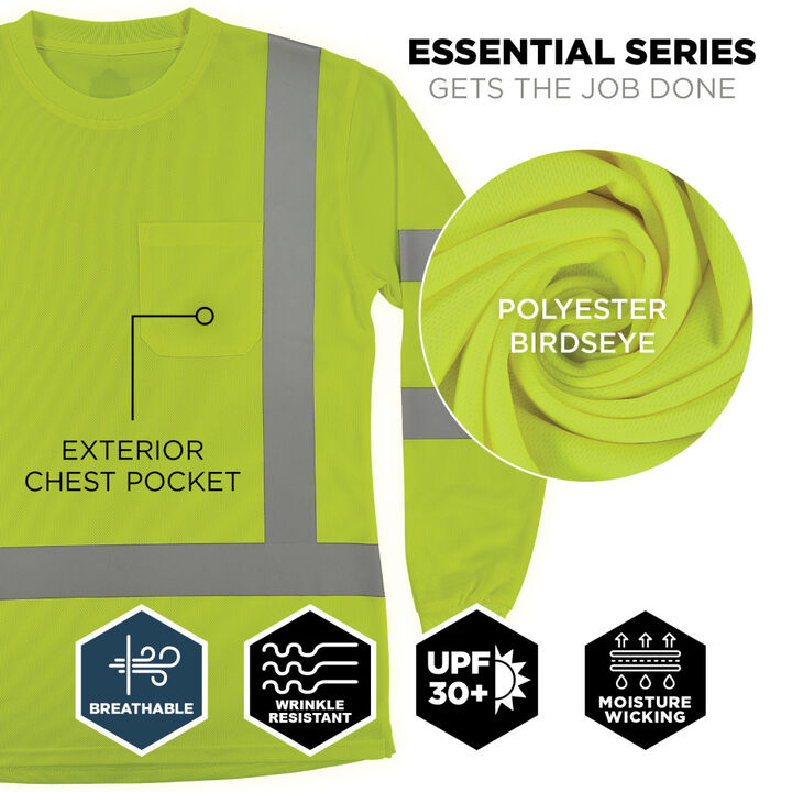 Ergodyne GloWear 8374 Womens Essential Class 3 Long Sleeve Shirt Hi-Vis Lime Medium, large image number 3