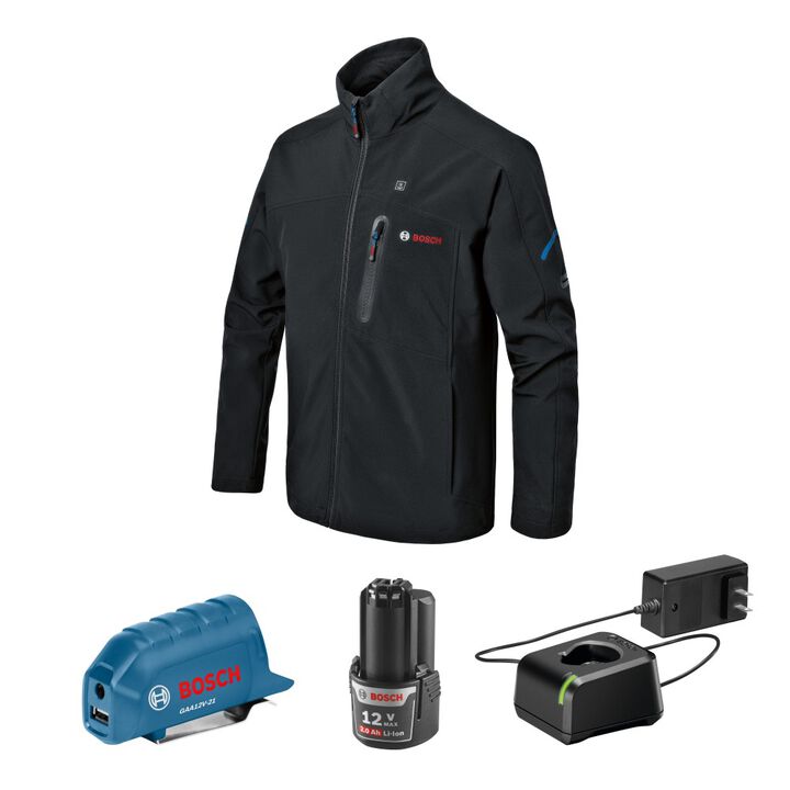 Bosch 12V Max Heated Jacket Kit, Black, 3X, Reconditioned