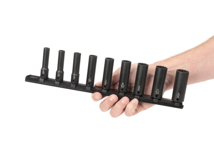 Tekton 3/8 Inch Deep 12 Point Impact Socket Set, 9 Piece (5/16-3/4 Inch), large image number 2